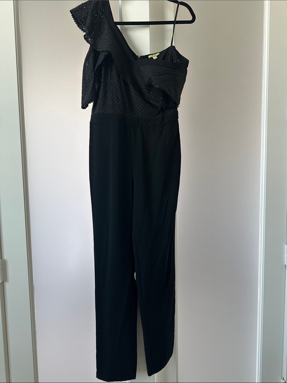 Gianni Bini Black One-Shoulder Eyelet Jumpsuit